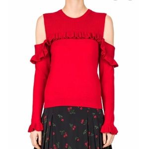 NWT the kooples cold shoulder red sweater size M